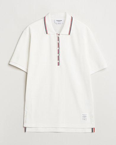 Thom Browne Waffle Cotton Polo Natural White – Weiß