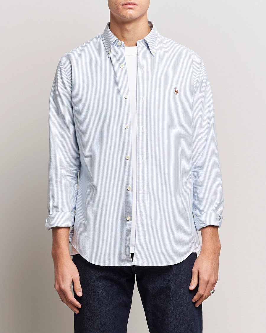 Herren | Hemden | Polo Ralph Lauren | Custom Fit Oxford Shirt Stripes Blue