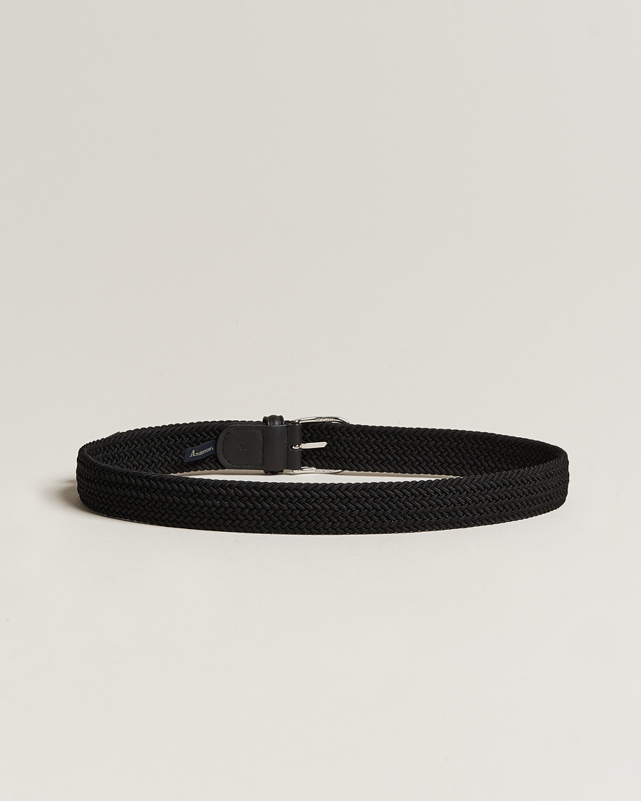 Herren | Geflochtene Gürtel | Anderson\'s | Stretch Woven 3,5 cm Belt Black