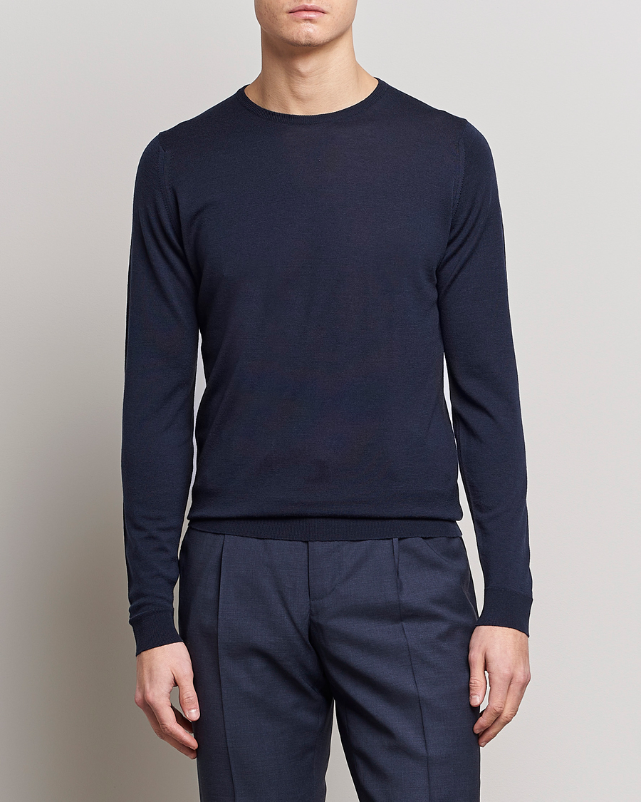 Herren | John Smedley | John Smedley | Lundy Extra Fine Merino Crew Neck Midnight