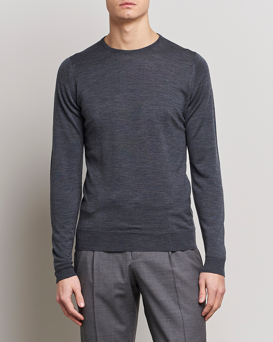 Herren | John Smedley | John Smedley | Lundy Extra Fine Merino Crew Neck Charcoal