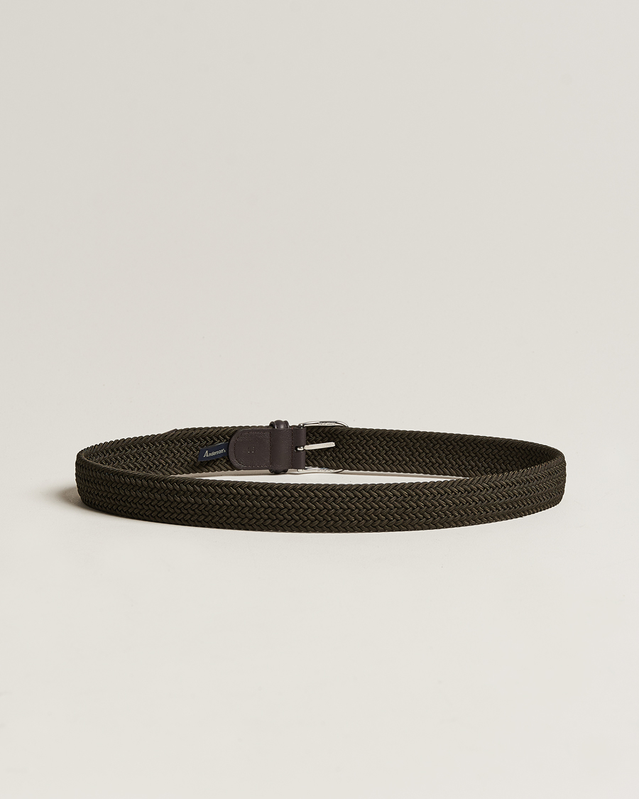 Herren | Gürtel | Anderson's | Stretch Woven 3,5 cm Belt Green