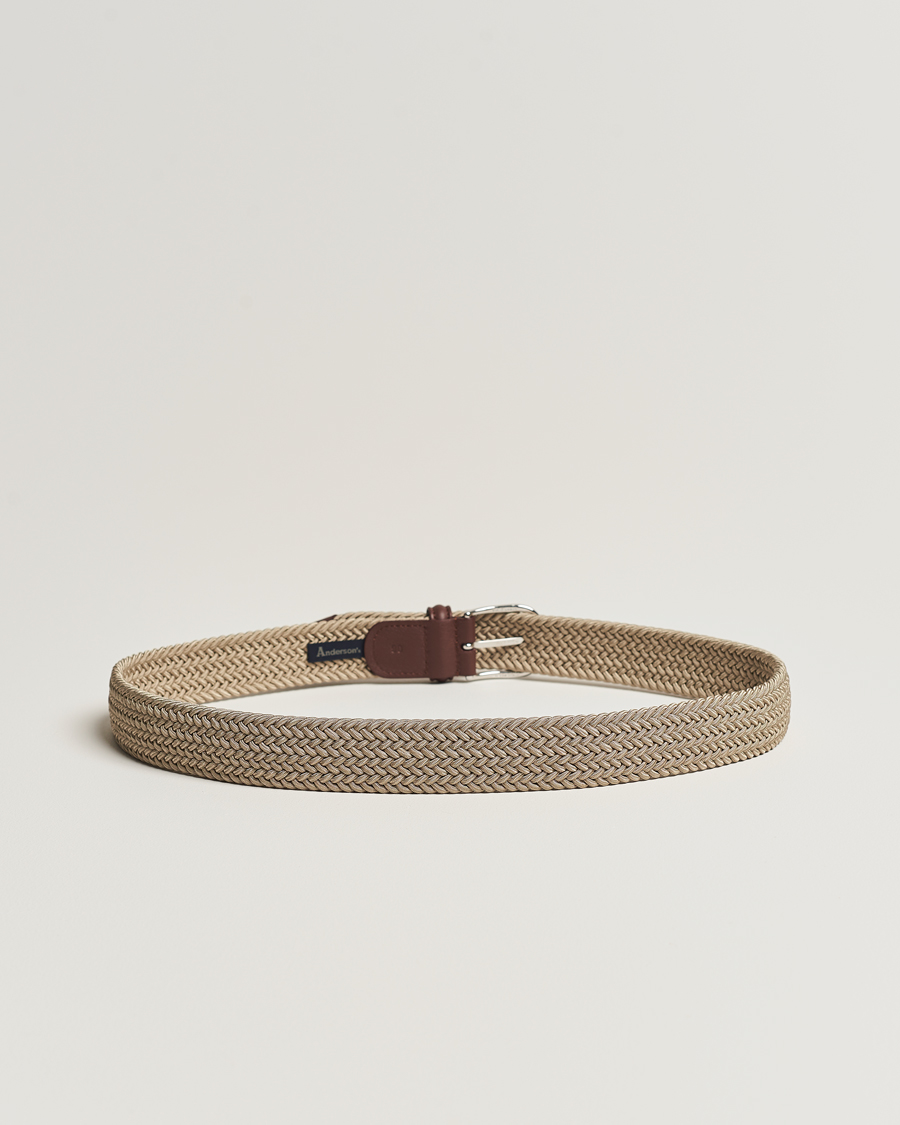 Herren | Geflochtene Gürtel | Anderson\'s | Stretch Woven 3,5 cm Belt Beige