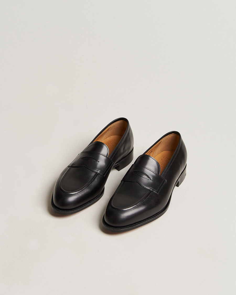 Herren | Handgefertigte Schuhe | Edward Green | Piccadilly Penny Loafer Black Calf