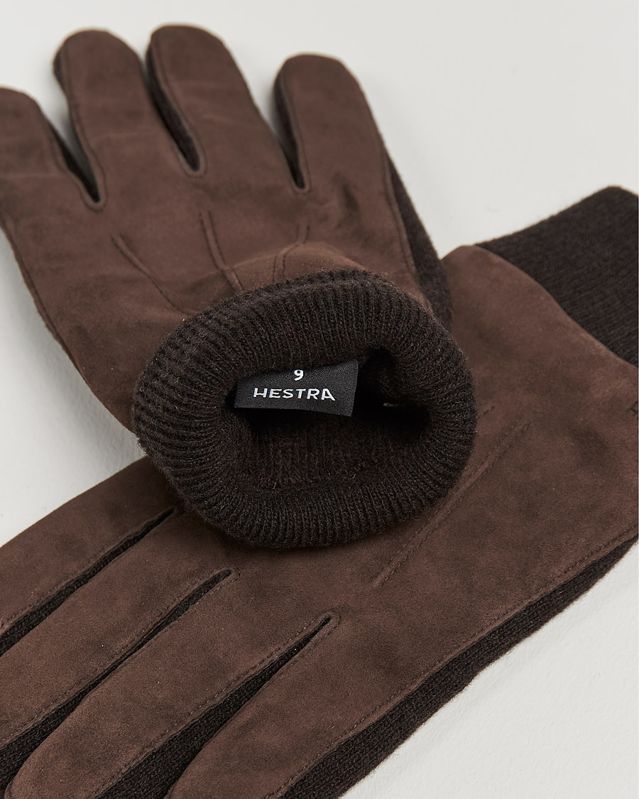 Herren | Handschuhe | Hestra | Geoffery Suede Wool Tricot Glove Espresso