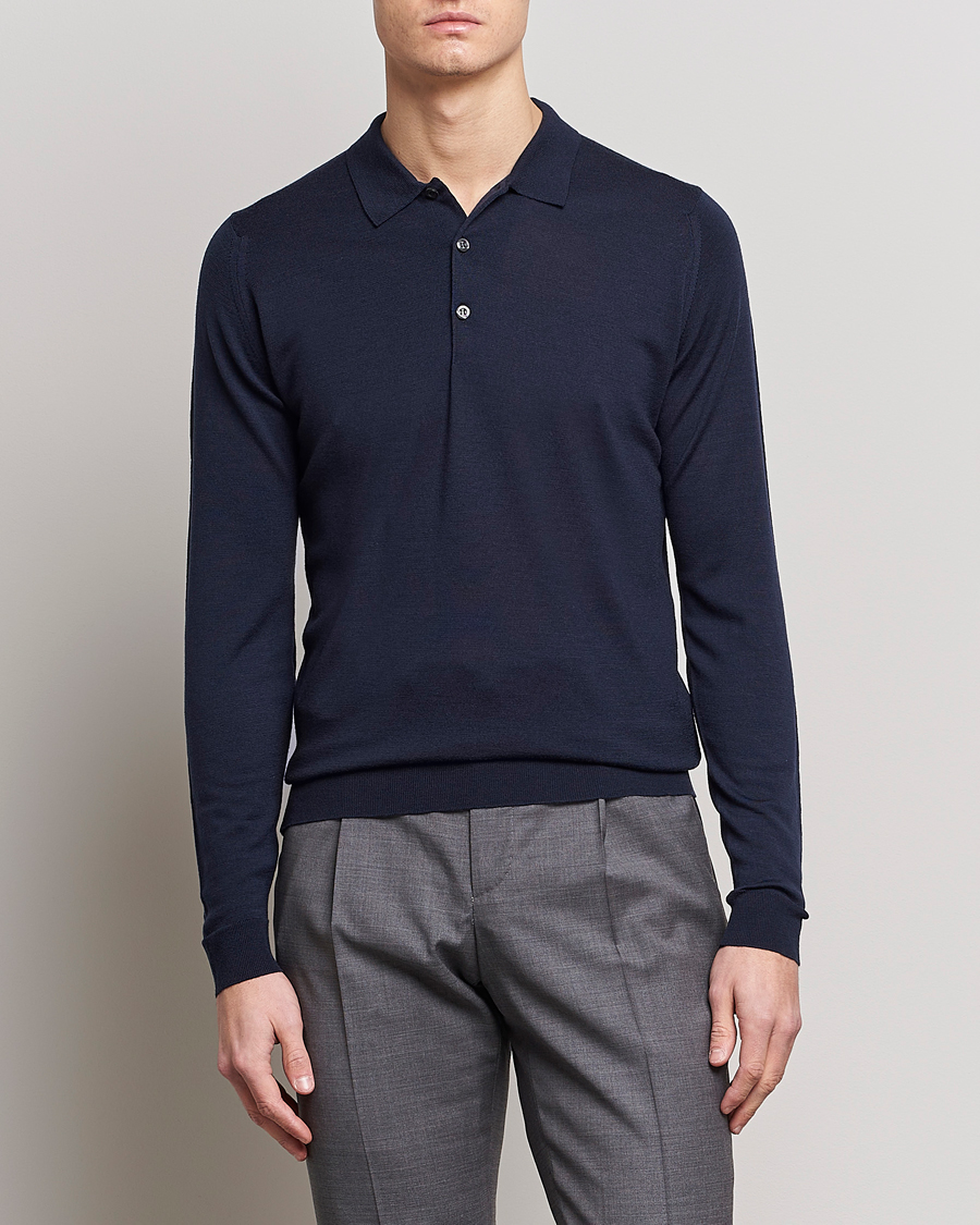 Herren | John Smedley | John Smedley | Belper Extra Fine Merino Polo Pullover Midnight