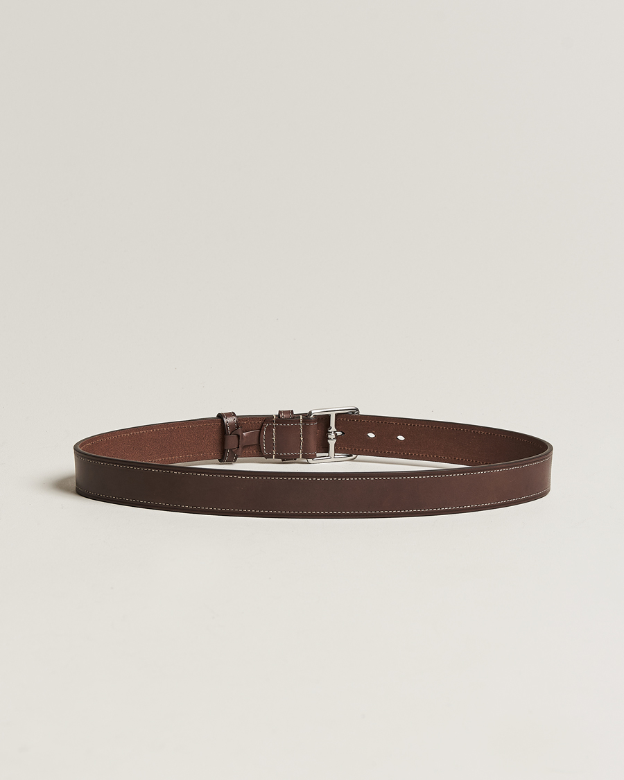 Herren | Schlichte Gürtel | Anderson\'s | Bridle Stiched 3,5 cm Leather Belt Brown