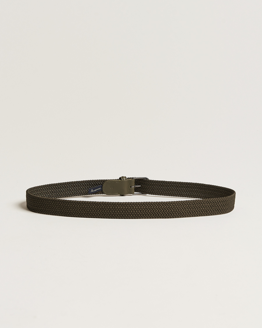Herren |  | Anderson\'s | Elastic Woven 3 cm Belt Military Green