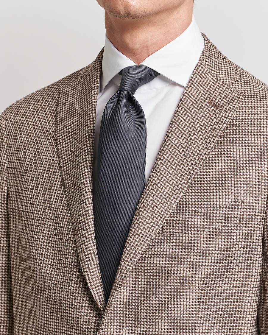 Herren | Accessoires | Drake\'s | Handrolled Woven Silk 8 cm Tie Grey