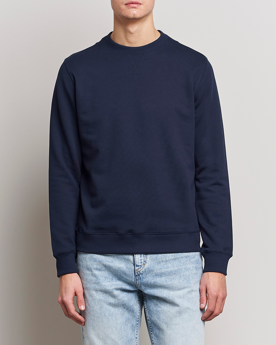 Herren | Sweatshirts | Stenströms | Cotton Collage Crew Neck Navy