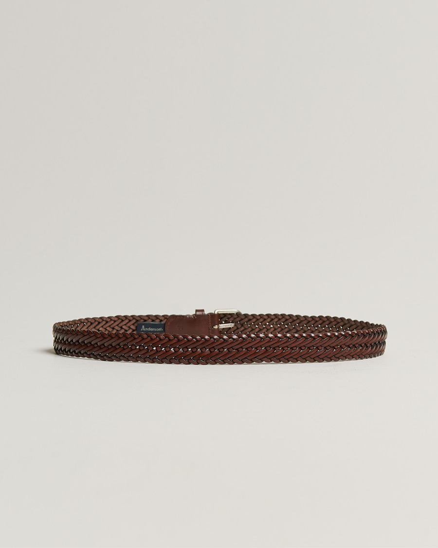 Herren |  | Anderson\'s | Woven Leather Belt 3 cm Cognac