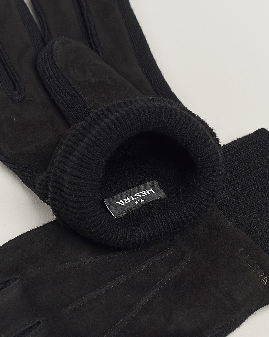 Herren |  | Hestra | Geoffery Suede Wool Tricot Glove Black