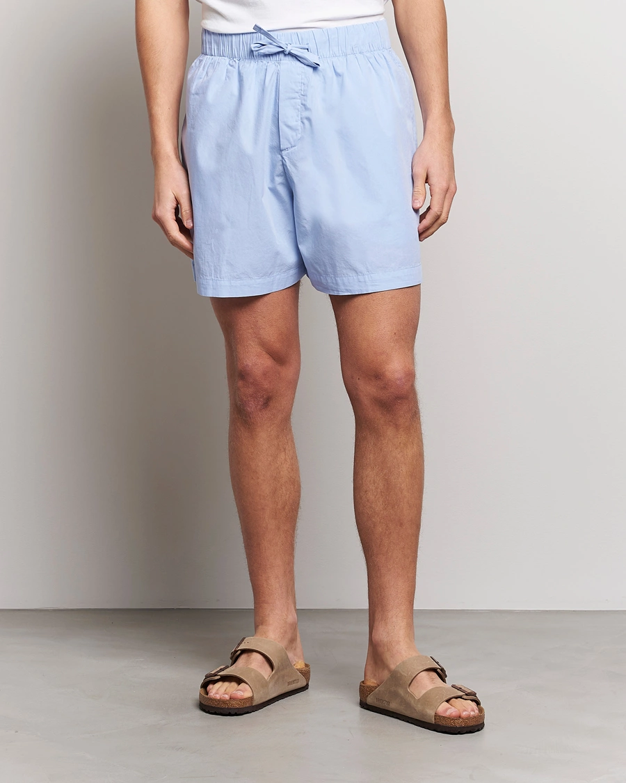 Herren | Pyjamas | Tekla | Poplin Pyjama Shorts Light Blue