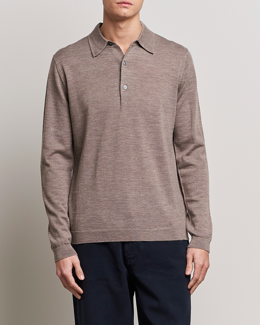 Herren | A Day's March | A Day\'s March | Ambroz Merino Polo Taupe Melange