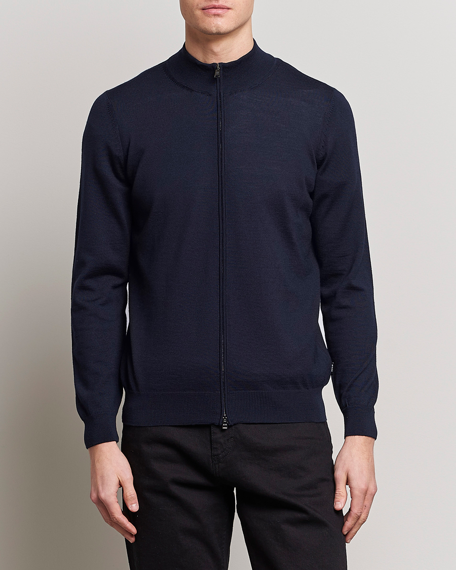 Herren | Full-zip | BOSS BLACK | Balonso Full-Zip Sweater Dark Blue