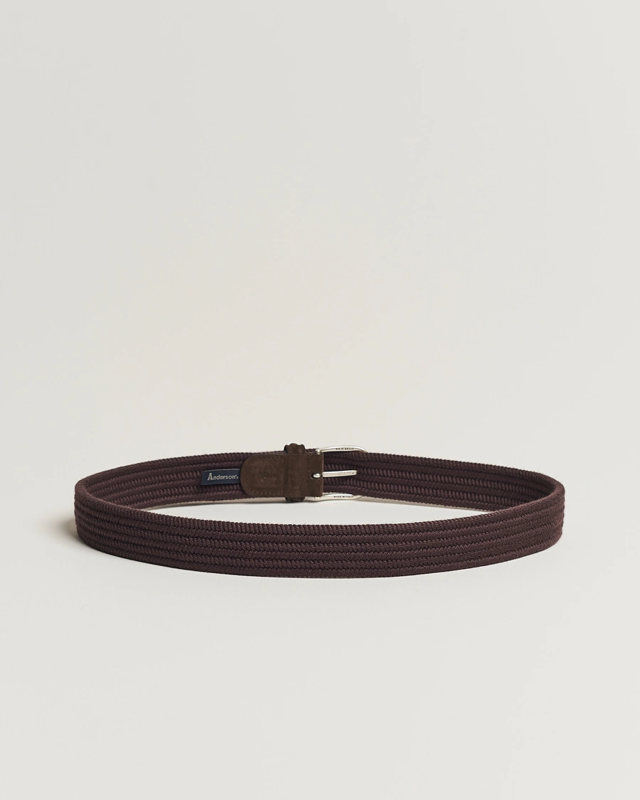 Herren | Italian Department | Anderson's | Braided Wool Belt Brown