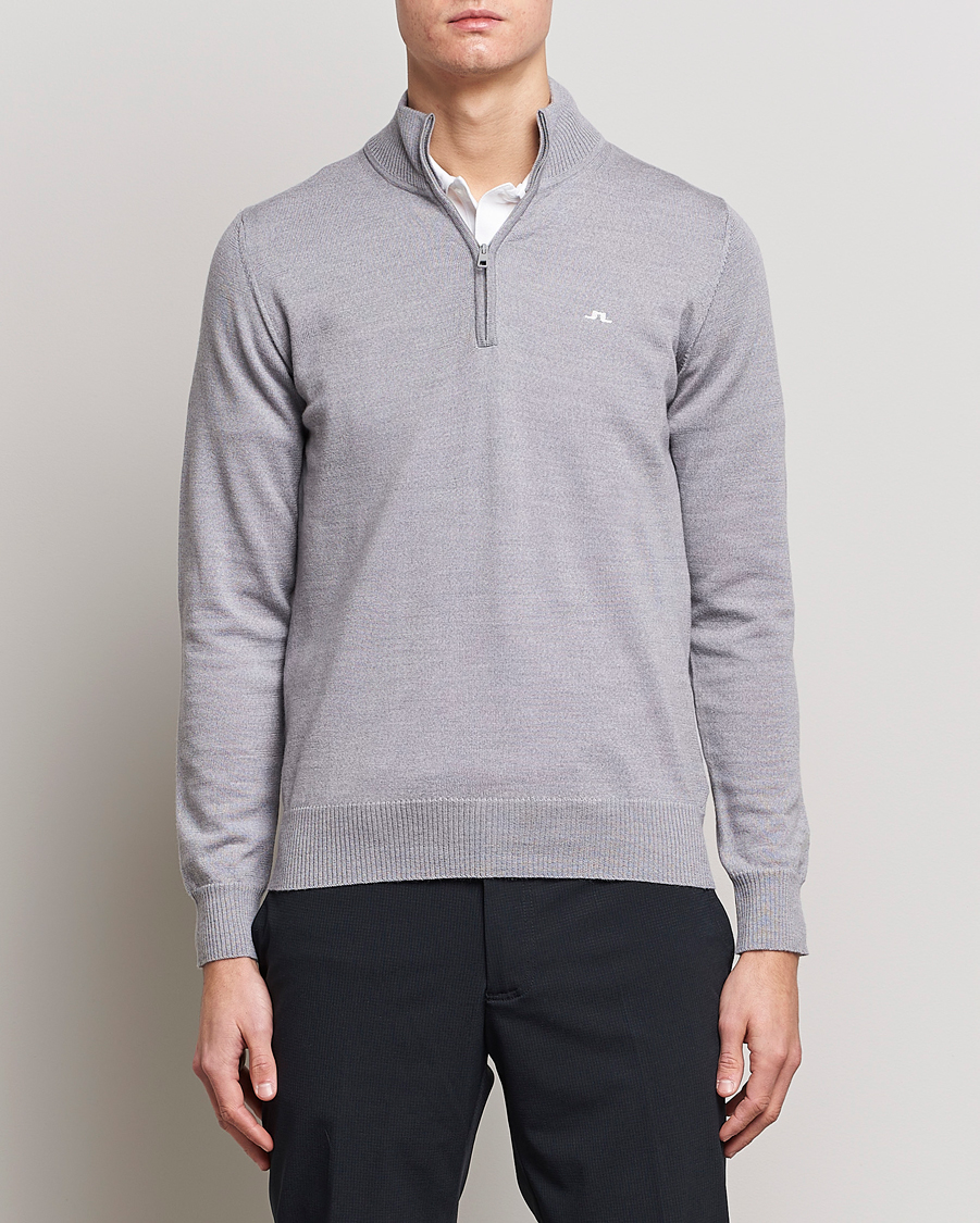 Herren | J.Lindeberg | J.Lindeberg | Kian Tour Merino Half Zip Grey Melange