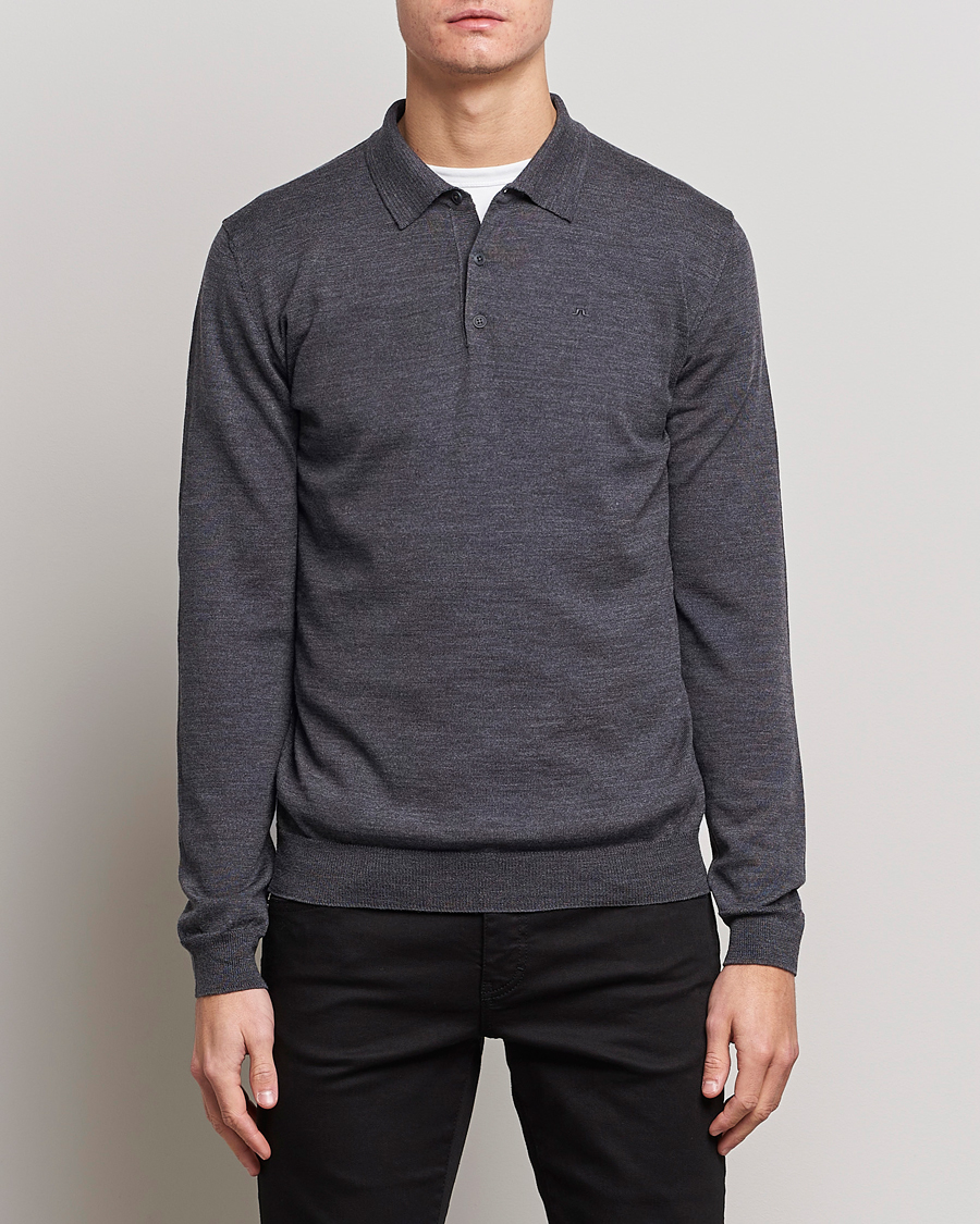 Herren |  | J.Lindeberg | Noel Light Merino Polo Shirt Dark Grey Melange