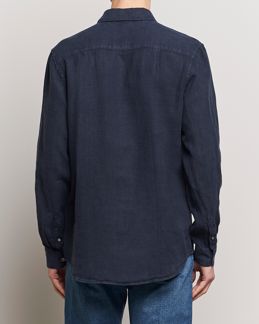 Herren | Hemden | A Day's March | Abu Linen Shirt Dark Navy