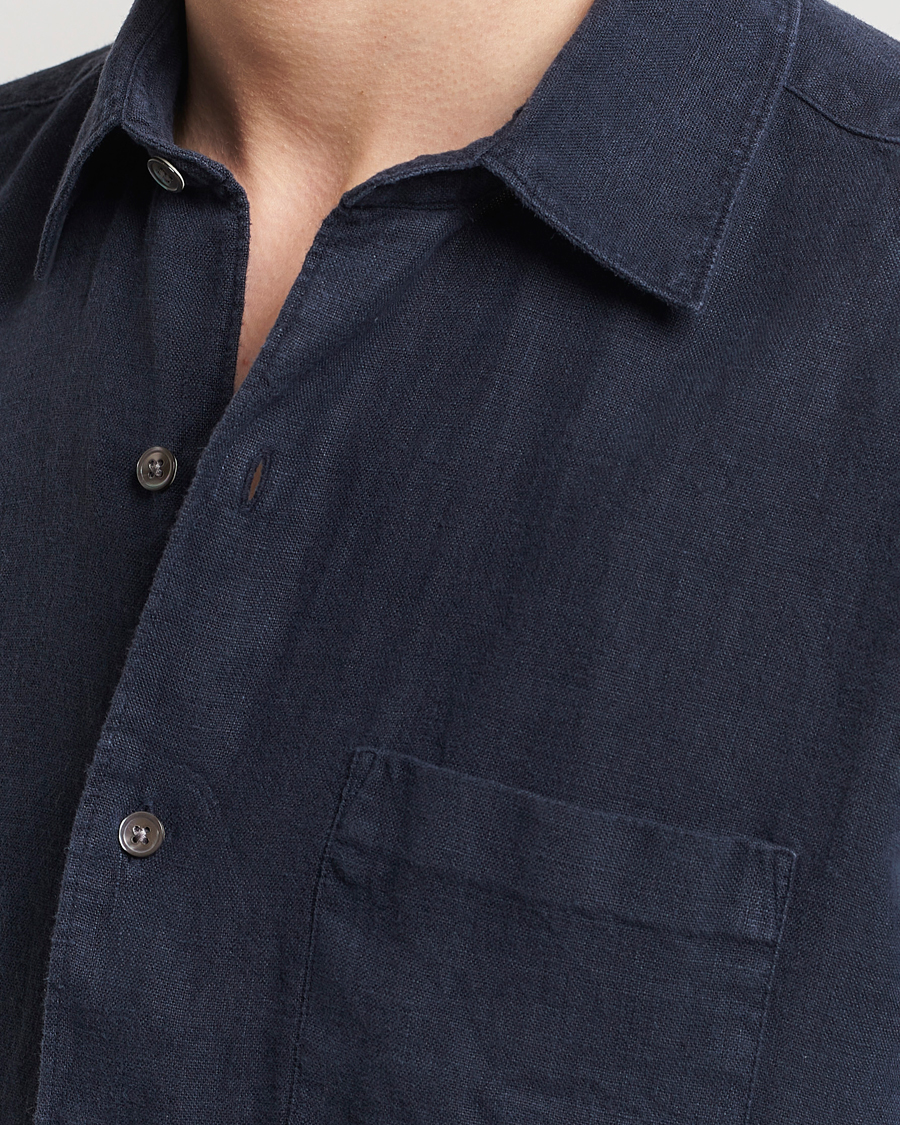 Herren | Hemden | A Day's March | Abu Linen Shirt Dark Navy