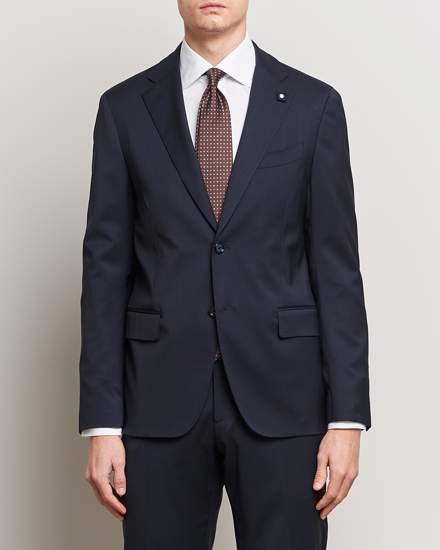 Herren | Lardini | Lardini | Two Button Wool Blazer  Navy