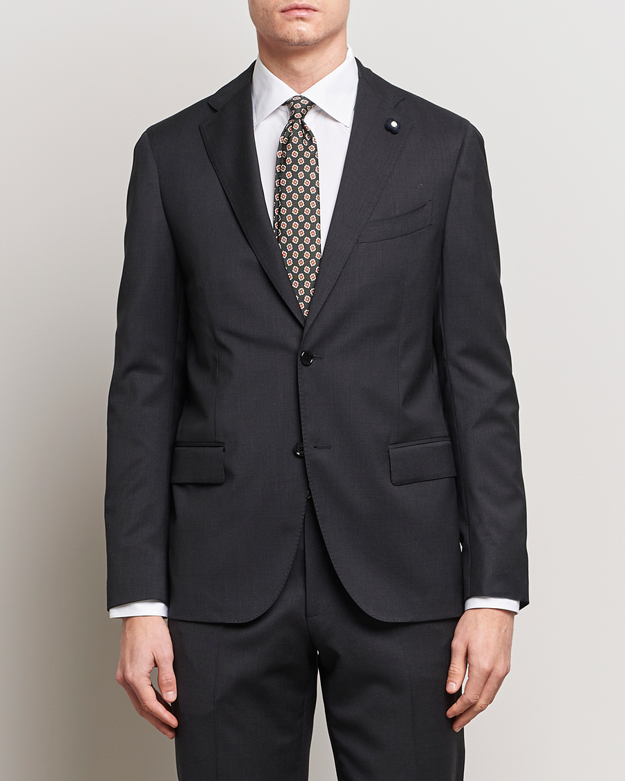 Herren | Lardini | Lardini | Two Button Wool Blazer  Grey