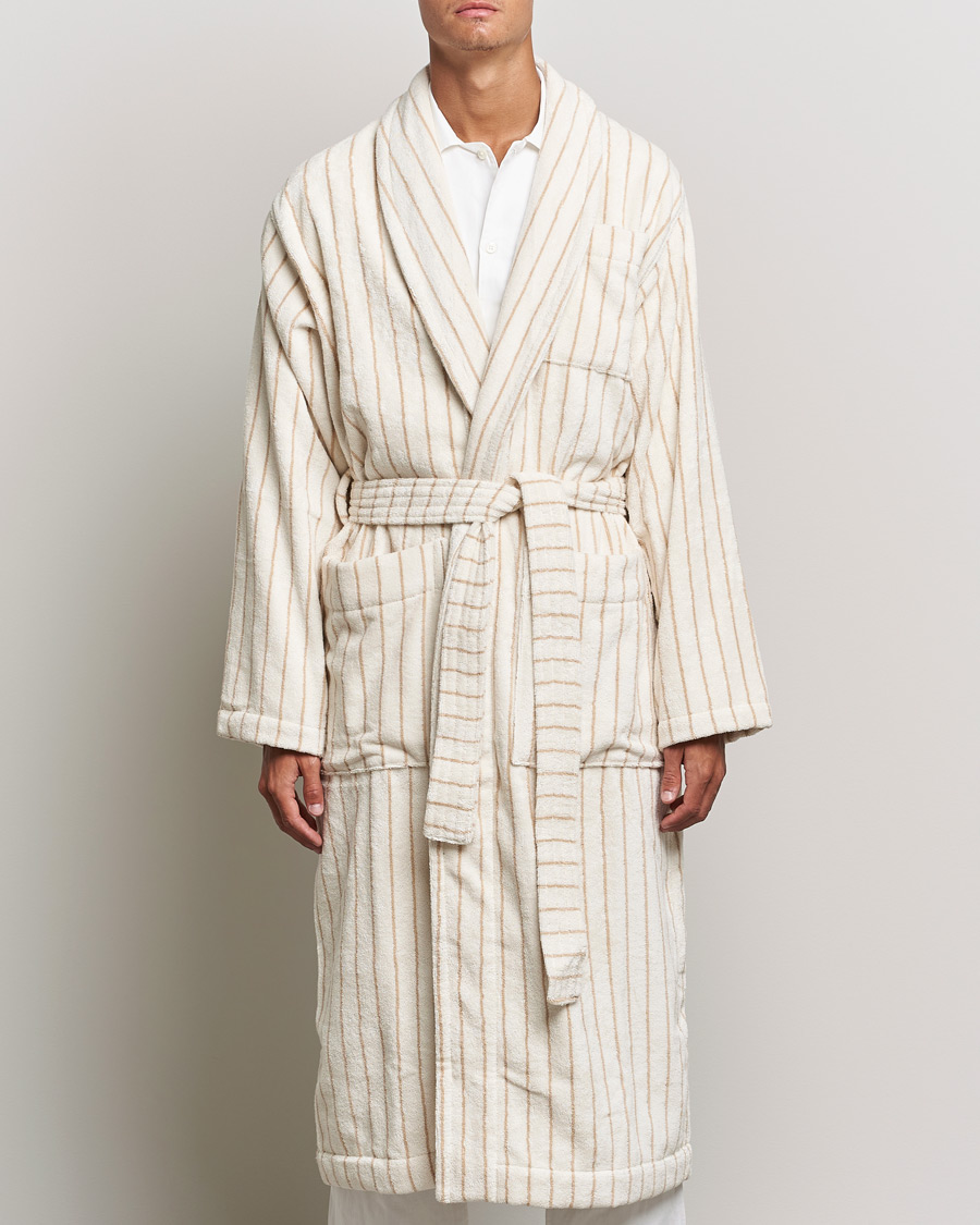 Herren | Morgenmantel | Tekla | Organic Terry Classic Bathrobe Sienna Stripes