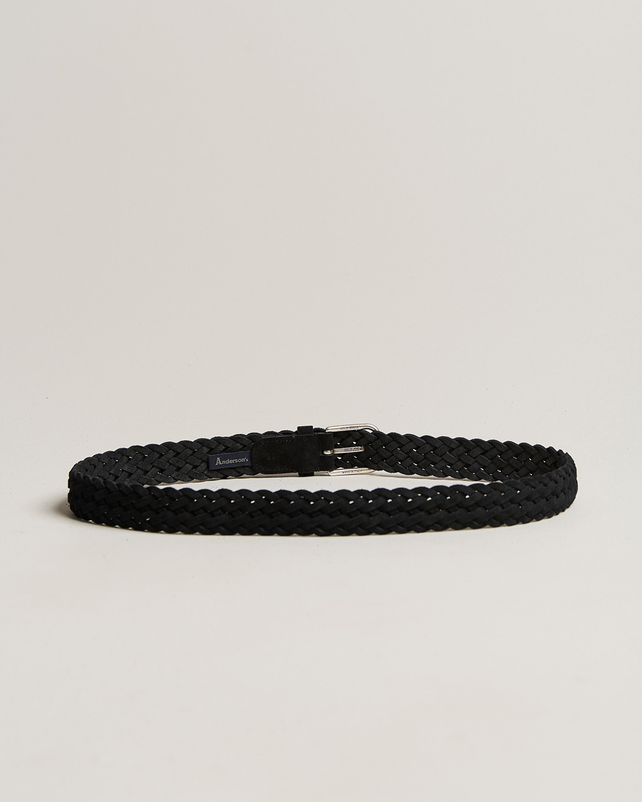 Herren | Anderson's | Anderson\'s | Woven Suede Belt 3 cm Black