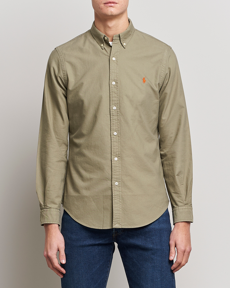 Herr | Polo Ralph Lauren | Polo Ralph Lauren | Slim Fit Garment Dyed Oxford Shirt Sage Green