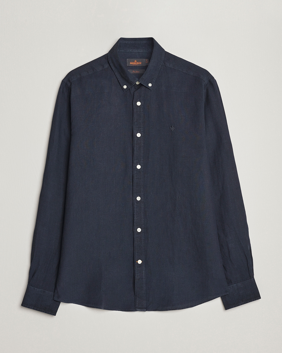 Herren | Hemden | Morris | Douglas Linen Button Down Shirt Navy