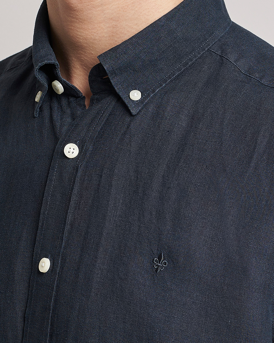 Herren | Hemden | Morris | Douglas Linen Button Down Shirt Navy