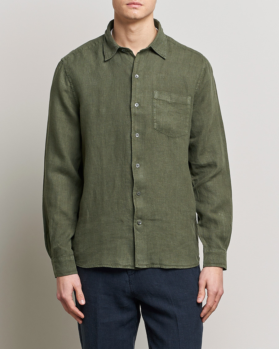 Herren | A Day's March | A Day\'s March | Abu Linen Shirt Seaweed