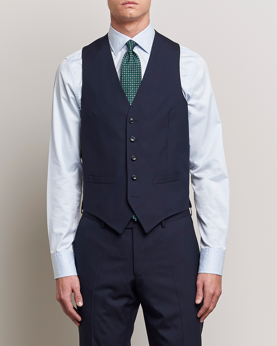 Herren | Weste | Oscar Jacobson | Carlo Wool Waistcoat Blue