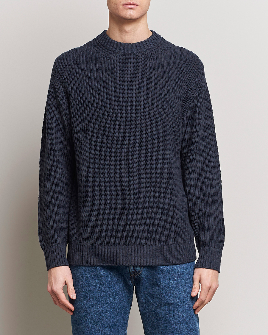 Herren | Samsøe Samsøe | Samsøe Samsøe | Samarius Cotton/Linen Knitted Sweater Salute Navy