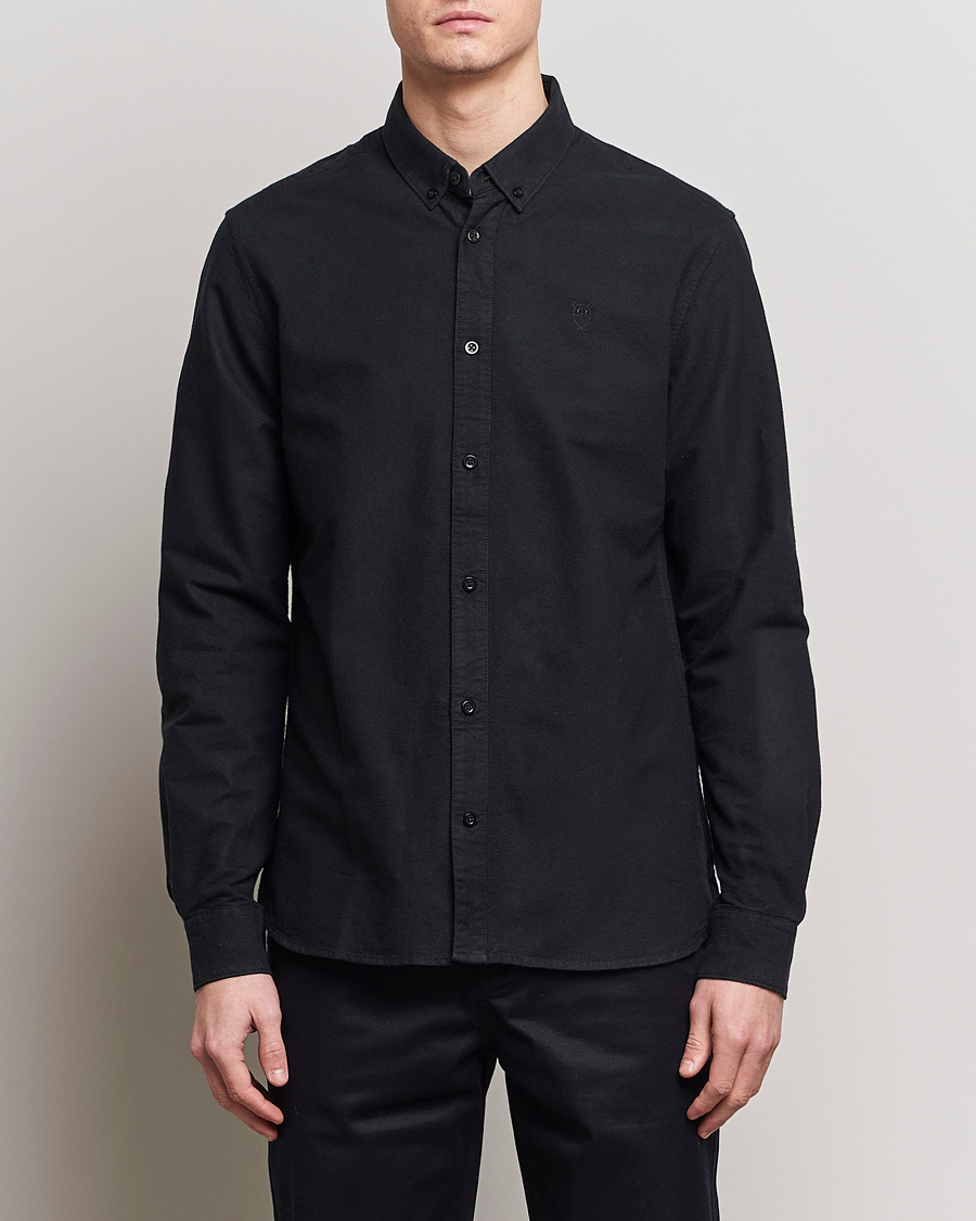 Herren |  | KnowledgeCotton Apparel | Harald Small Owl Regular Oxford Shirt Jet Black