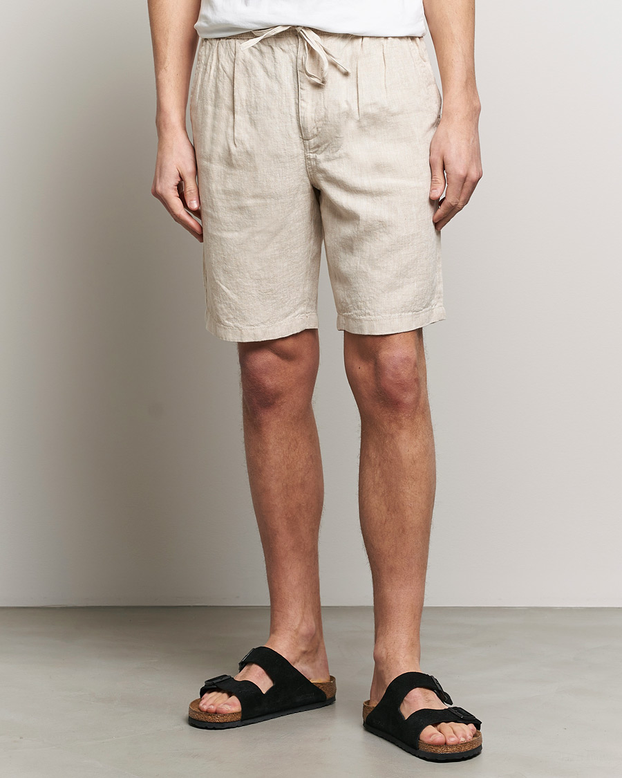 Herren | Shorts | KnowledgeCotton Apparel | Loose Linen Shorts Light Feather Gray