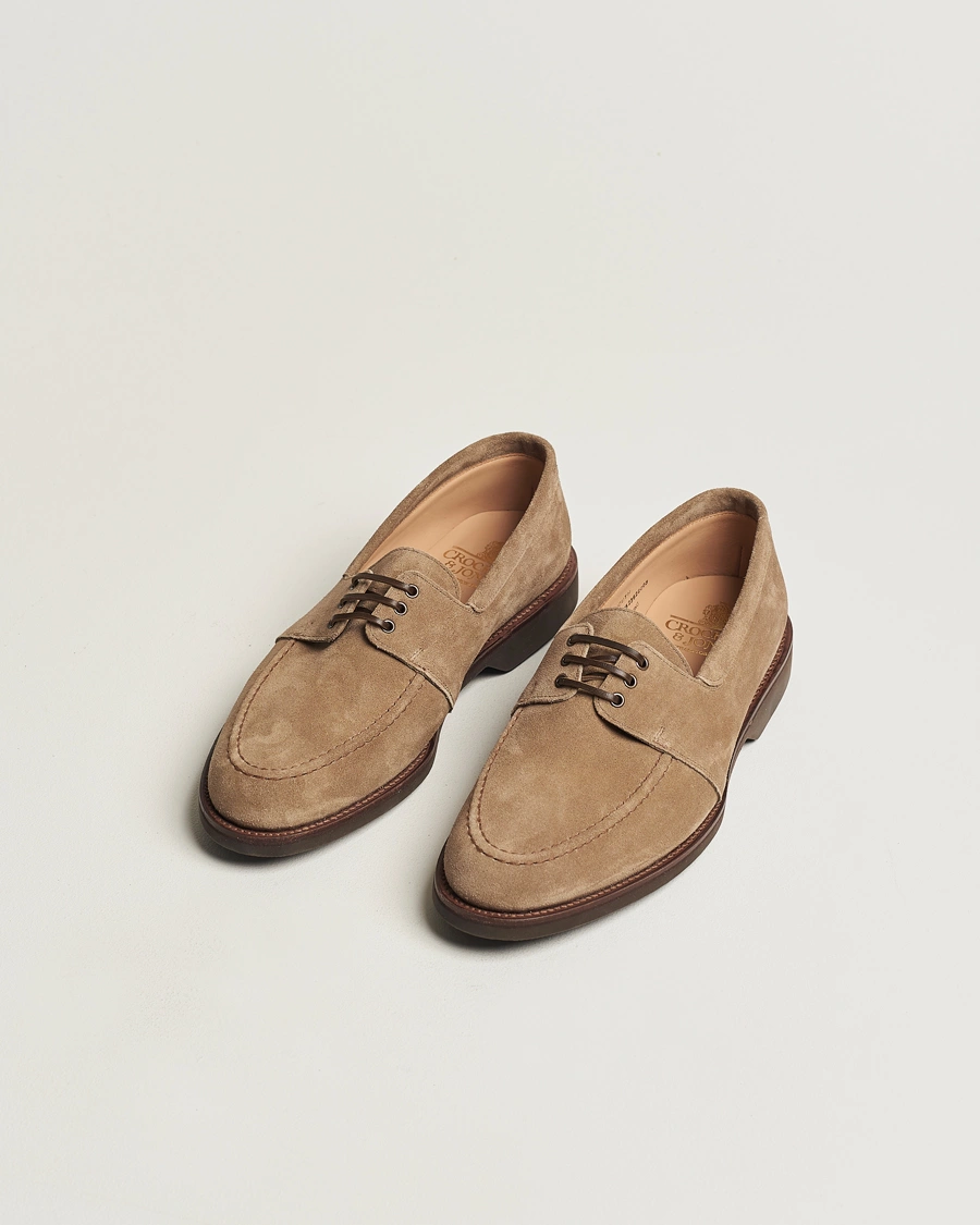 Herren | Segelschuhe | Crockett & Jones | Falmouth Deck Shoes Khaki Suede