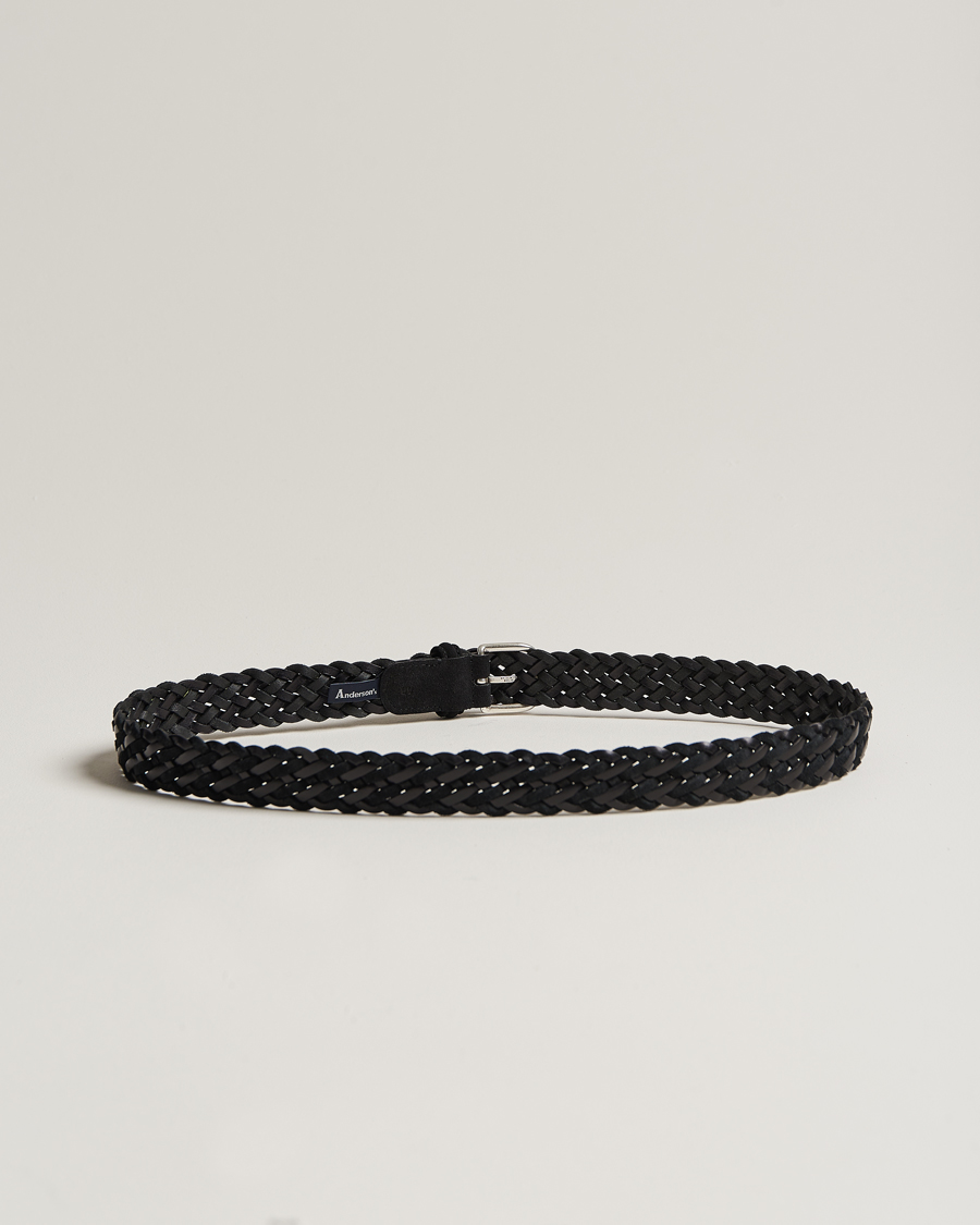 Herren | Geflochtene Gürtel | Anderson\'s | Woven Suede/Leather Belt 3 cm Black