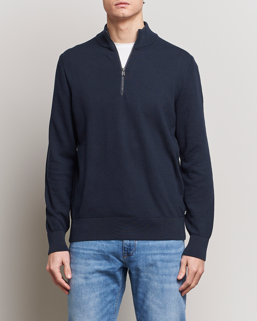 Herren |  | BOSS BLACK | Ebrando Knitted Half-Zip Dark Blue