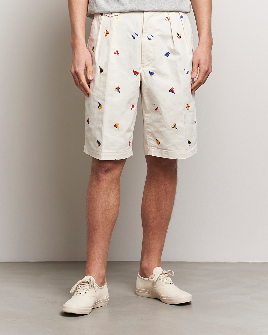 Herren | Chinoshorts | BEAMS PLUS | Embroidered Shorts White