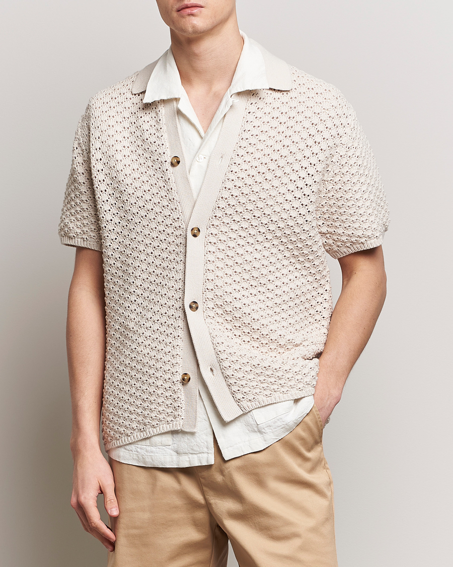 Herren | Kurzarmhemden | LES DEUX | Gideon Knitted Shirt Ivory