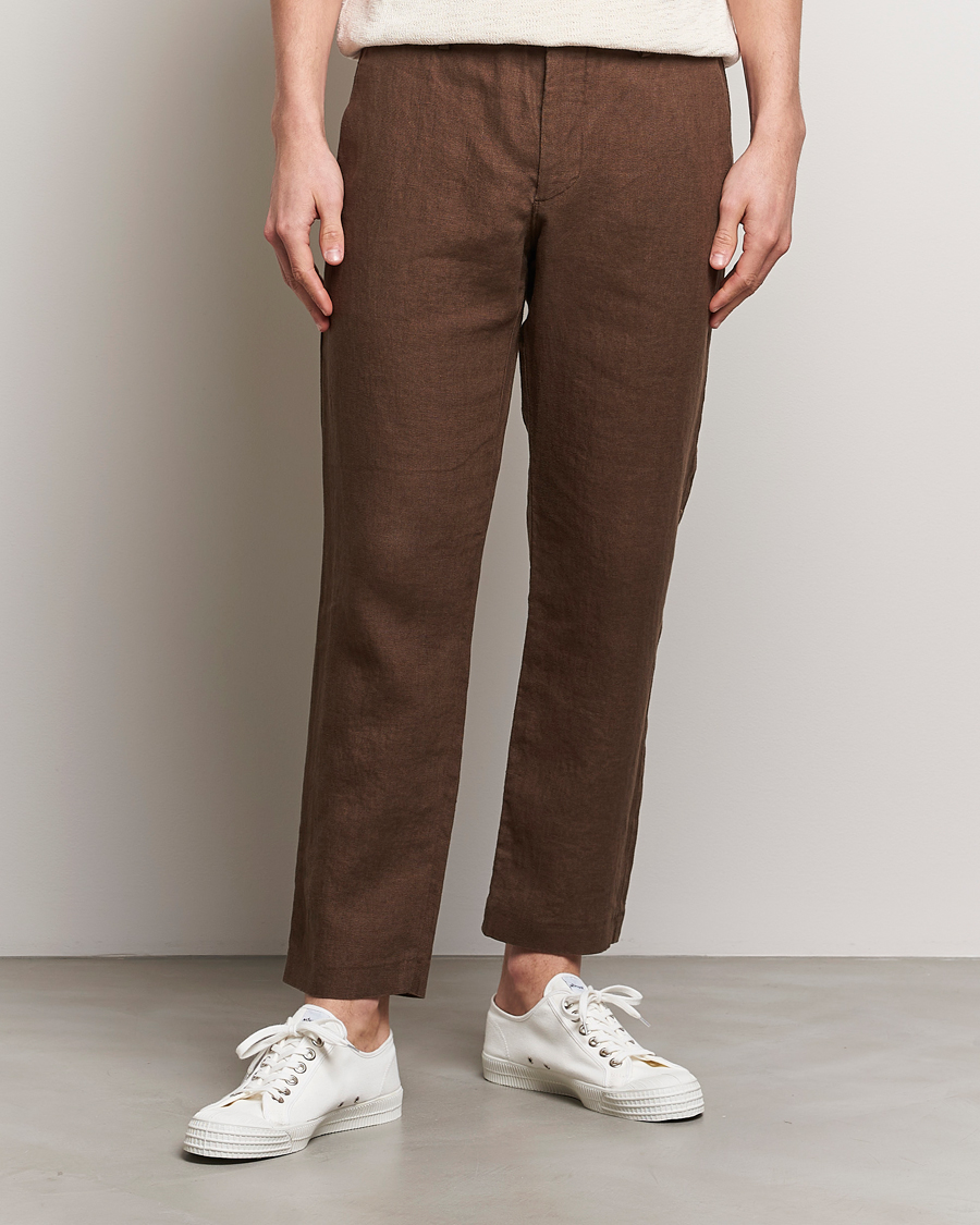 Herren | NN07 | NN07 | Theo Linen Trousers Cocoa Brown