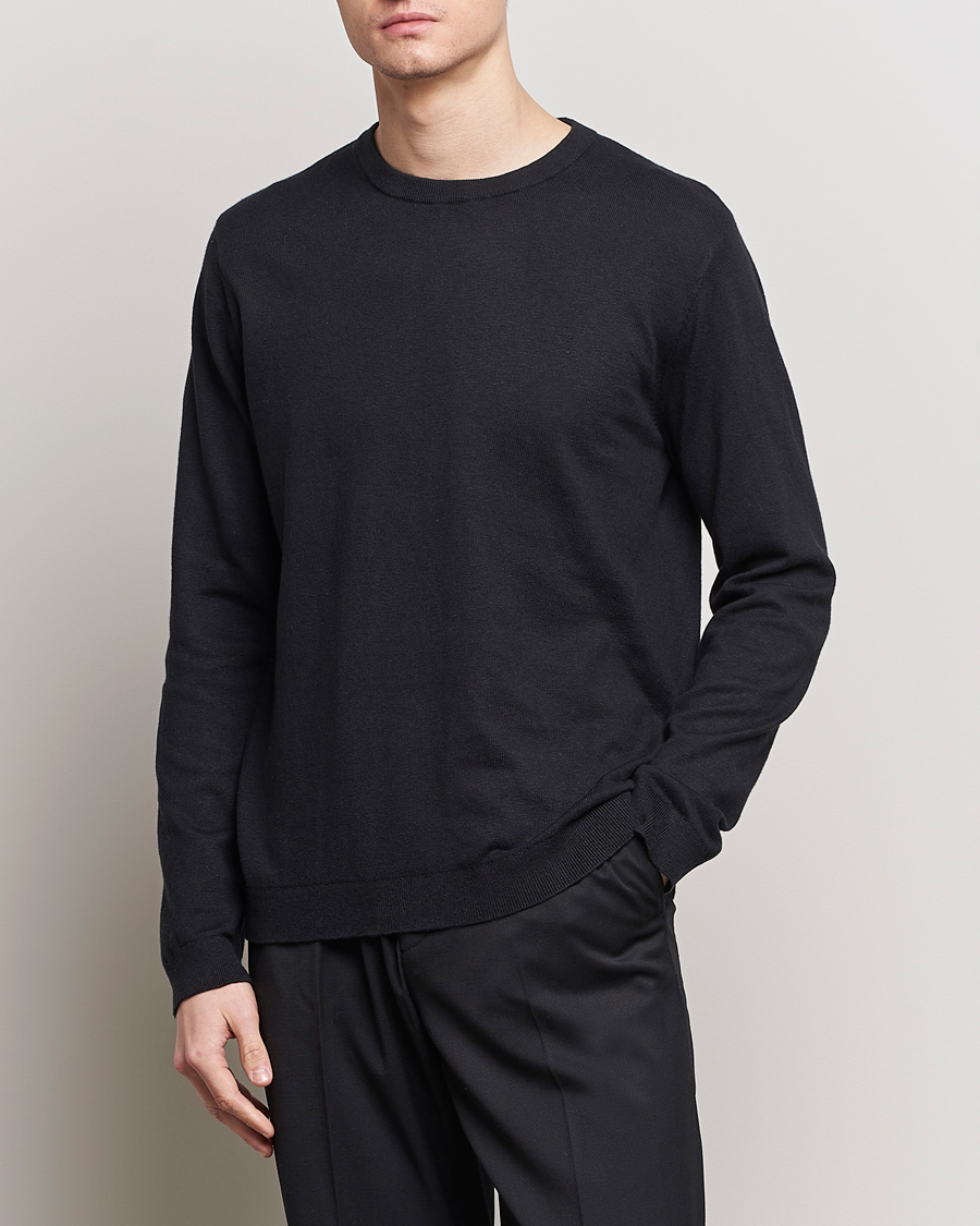Herren | A Day's March | A Day\'s March | Alagon Cotton/Linen Crew Black