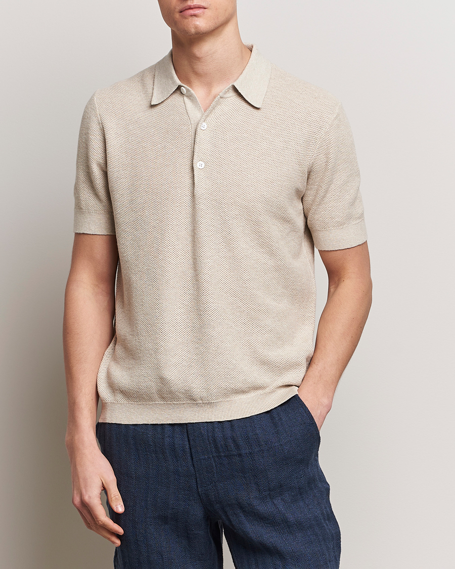 Herren | A Day's March | A Day\'s March | Rosehall Popcorn Stitch Polo Sand