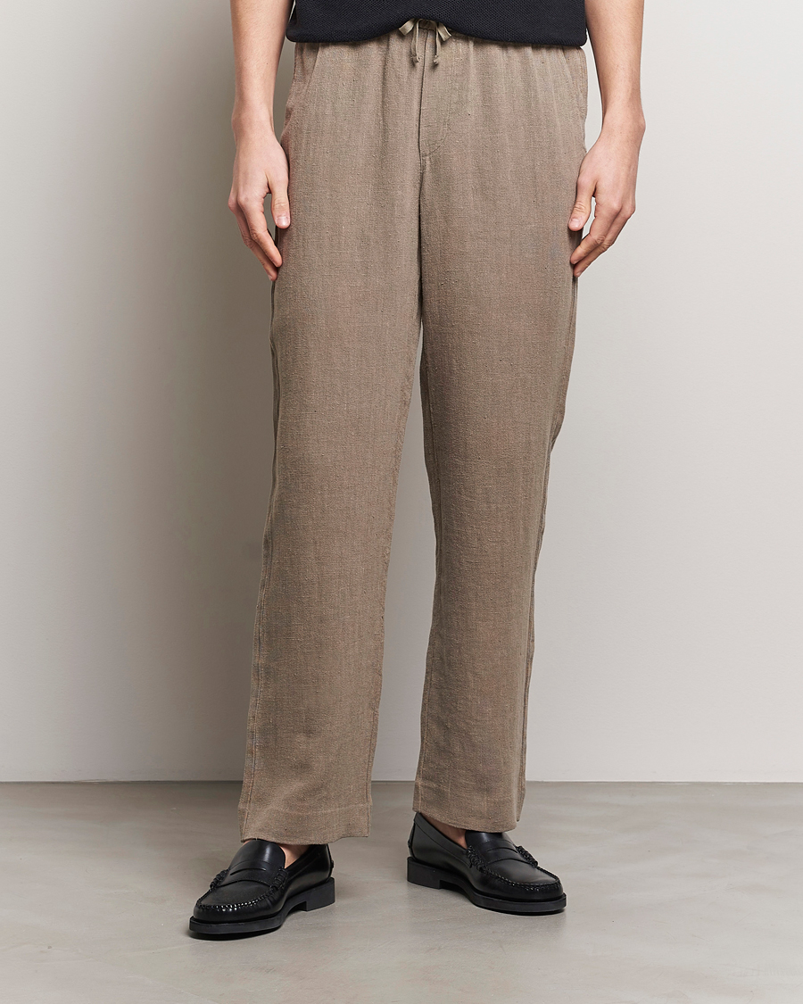 Herren | A Day's March | A Day\'s March | Tamiat Drawstring Linen Trousers Clay