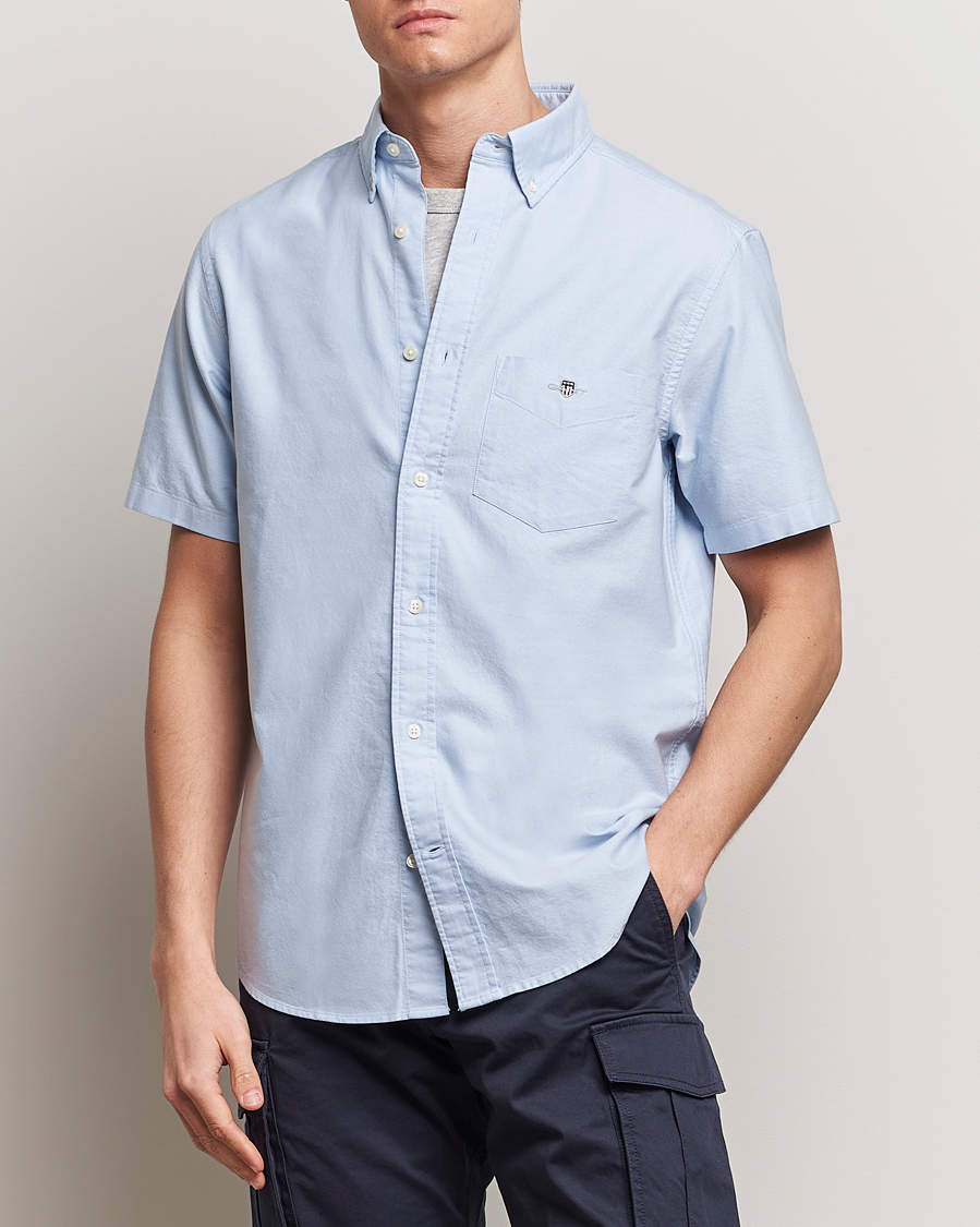 Herren | Neu im Onlineshop | GANT | Regular Short Sleeve Oxford Shirt Light Blue