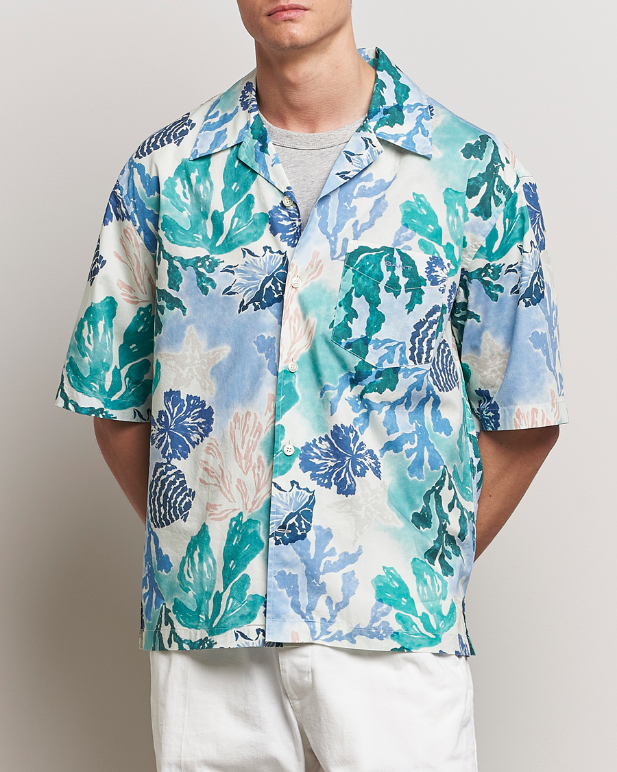 Herren | Kurzarmhemden | GANT | Camp Collar Sea Print Short Sleeve Shirt Rich Blue