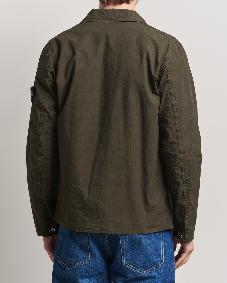 Herren | Hemden | Stone Island | Stretch Ripstop Cotton Zip Overshirt Military Green
