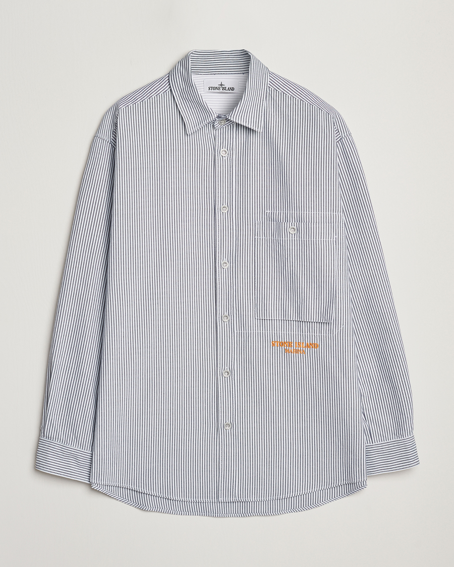 Herren | Hemden | Stone Island | Marina Striped Oxford Cotton Overshirt Blue Marine