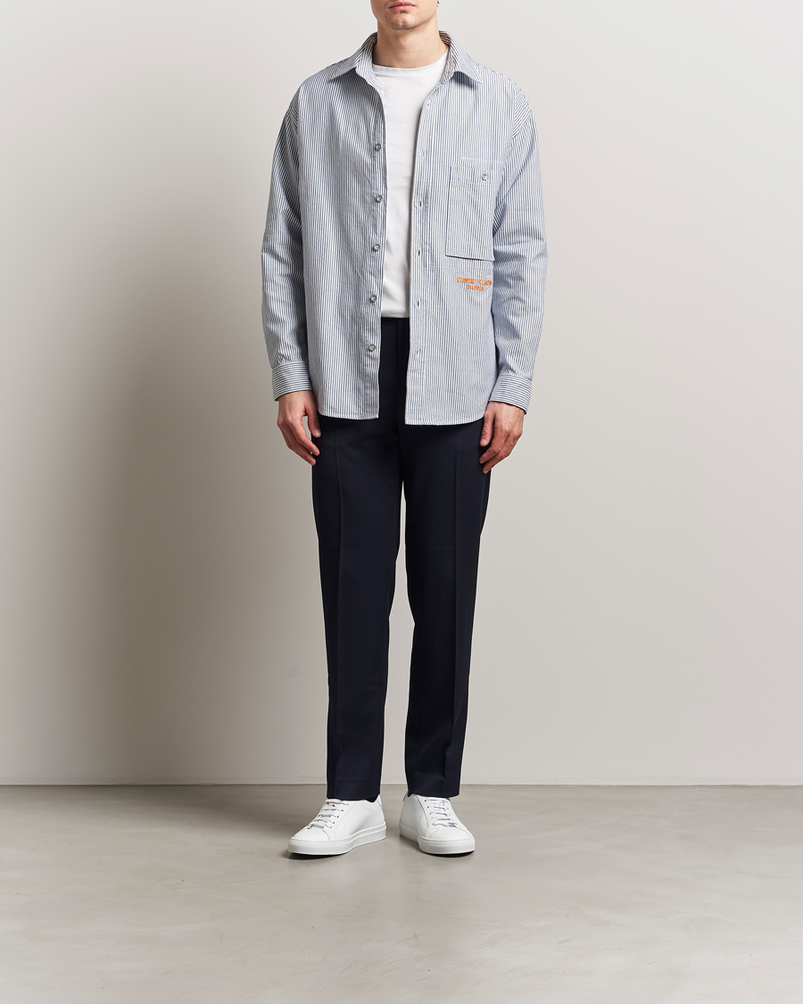 Herren | Hemden | Stone Island | Marina Striped Oxford Cotton Overshirt Blue Marine
